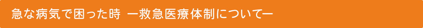 急な病気で困った時 ー救急医療体制についてー